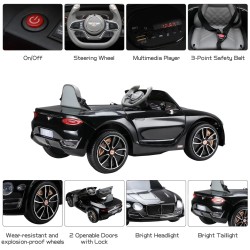 ELJET lisensoitu GT sähköauto 12V kauko-ohjattu Bluetooth MP3 turvavyöllä musta