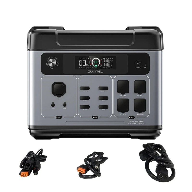 OUKITEL P2001 Plus aurinkogeneraattori 2048Wh LiFePO4-akku 2400W kannettava virtalähde 200W/400W aurinkopaneelilla