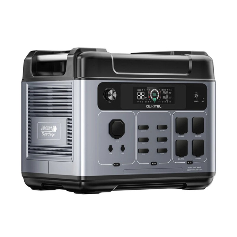 OUKITEL P2001 Plus aurinkogeneraattori 2048Wh LiFePO4-akku 2400W kannettava virtalähde 200W/400W aurinkopaneelilla