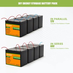 Anvolan 12,8V 100Ah LiFePO4 syväsyklinen akku integroidulla BMS:llä aurinkojärjestelmään