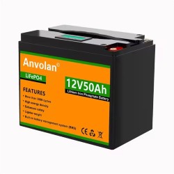 Anvolan LiFePO4 12 8 V 50 Ah syväsyklinen akkupaketti sisäisellä BMS llä aurinkojärjestelmiin