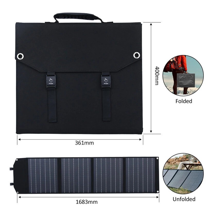 Anvolan joustava 100W 18V kannettava aurinkopaneelilaturi 5V usb-lähtö tasavirta taitettava retkeilypaneeli