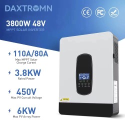 DAXTROMN 3,8 kW hybridinen aurinkoinvertteri 48V sisäänrakennettu puhdas siniaalto 110 A MPPT aurinkolaturi