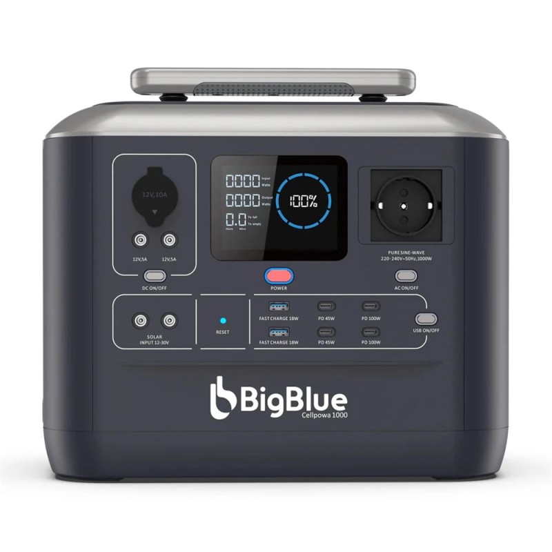 BigBlue Cellpowa CP1000 1075Wh kannettava aurinkovoimala 1000W varavirtalaite kaksituntinen pikalataus