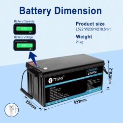TTWEN 12,8V 200Ah LiFePO4-kenno litiumakku 2560Wh kevyt 100A akunhallintajärjestelmä