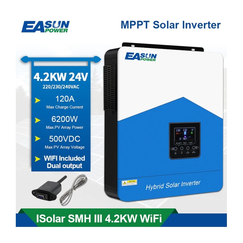 EASUN POWER aurinkohybridinvertteri ISolar SMH III 4.2kW 4200W MPPT 120A WiFi GPRS etävalvonta