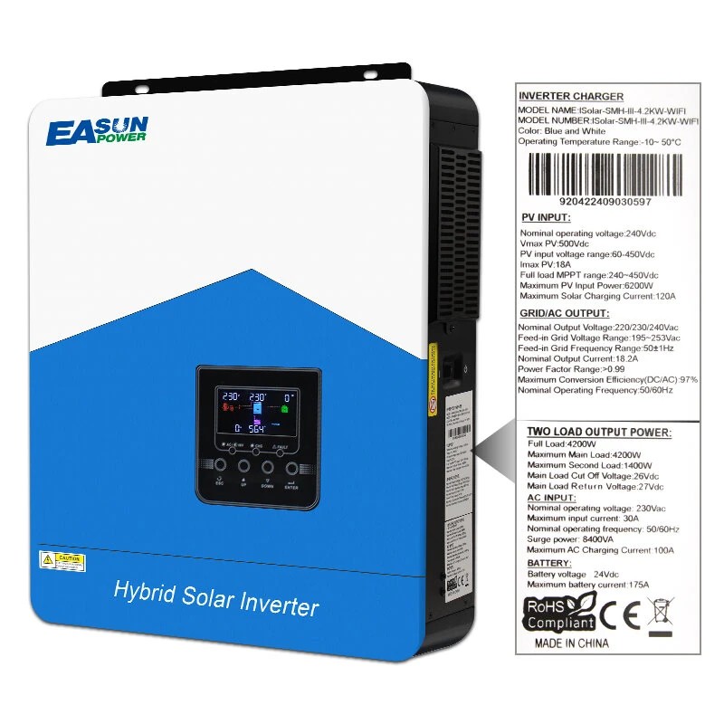 EASUN POWER aurinkohybridinvertteri ISolar SMH III 4.2kW 4200W MPPT 120A WiFi GPRS etävalvonta