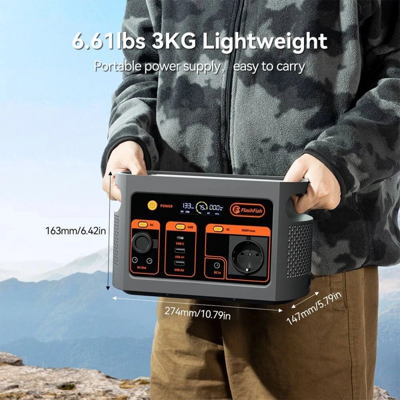 Flashfish E103 179,2Wh LiFePO4-akku kannettava 300W virtalähde retkeilyyn ja hätäkäyttöön