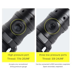 DIDEEP ensisijainen paineenalennussäädin ja varasäädin täydellinen sukellussarja painemittarilla