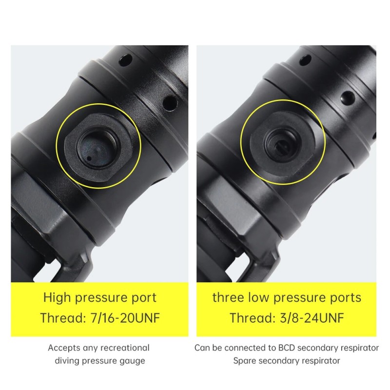 DIDEEP ensisijainen paineenalennussäädin ja varasäädin täydellinen sukellussarja painemittarilla