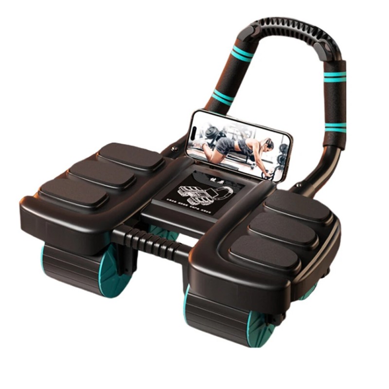 Bominfit nelipyöräinen automaattinen palautuva vatsapyörä kuusi kyynärtukea älyjarrut puhelinteline