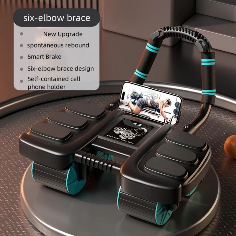 Bominfit nelipyöräinen automaattinen palautuva vatsapyörä kuusi kyynärtukea älyjarrut puhelinteline