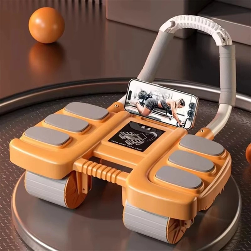 Bominfit nelipyöräinen automaattinen palautuva vatsapyörä kuusi kyynärtukea älyjarrut puhelinteline