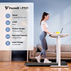 Formill FT-21 taitettava kävelyjuoksumatto 2,5 hv moottori 1-6 km/h hiljainen LED-näyttö kaukosäädin 100 kg:n kantavuus