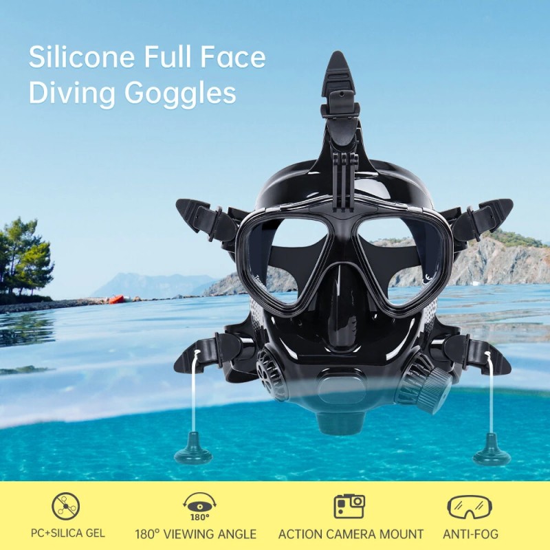 DIDEEP 1L kannettava sukellussetti kokonaamari snorkkelilla ja automaattisella ilmakompressorilla