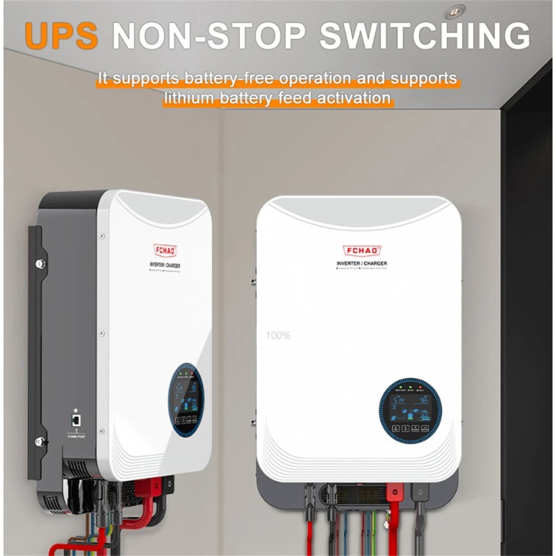 FCHAO hybridi-invertteri 0918KHP 4.2kW/6.2kW puhdas siniaalto 24V/48V toimii ilman akkua LiFePo4-tuki MPPT-lataus