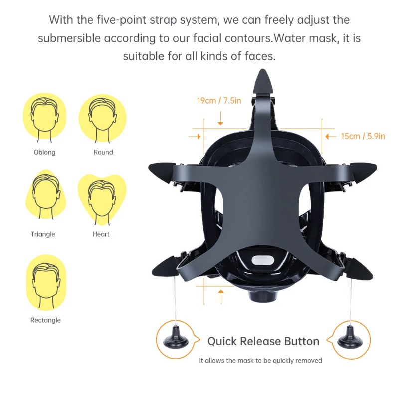 DIDEEP kokokasvomaski aikuisille 180-asteinen kamerakiinnikkeellä huurtumisenesto vuotosuoja silikoni