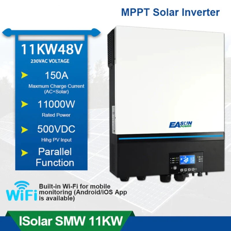 EasunPower ISolar SMW 11kW aurinkoinvertteri 230V MPPT 150A 550VDC puhdas siniaalto WiFi-GPRS etävalvonta LCD-näyttö