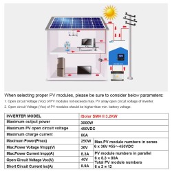 EASUN POWER aurinkohybridinvertteri ISolar SMH II 3.2K 3000W MPPT 80A puhdas siniaalto WIFI-etävalvonta