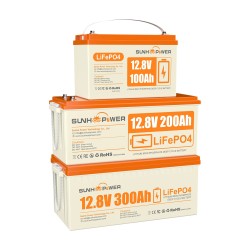 SUNHOOPOWER 12V LiFePO4 akku 100 200 300Ah sisäänrakennetulla BMS llä matkailuautoihin veneisiin ja energianvarastointiin
