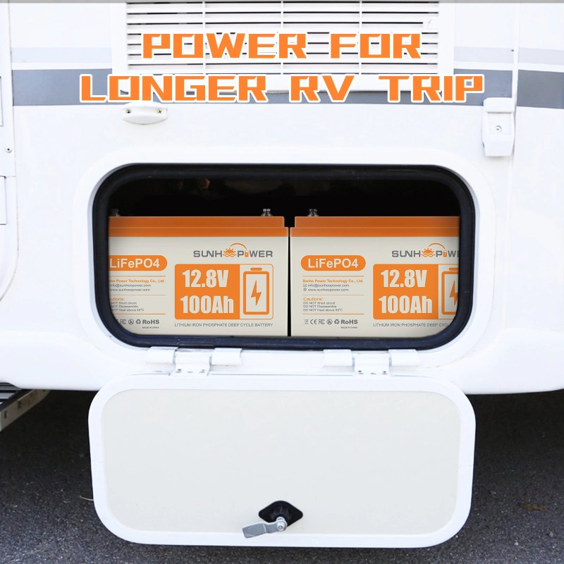 SUNHOOPOWER 12V LiFePO4 akku 100/200/300Ah sisäänrakennetulla BMS:llä matkailuautoihin, veneisiin ja energianvarastointiin