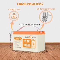 SUNHOOPOWER 12V LiFePO4 akku 100/200/300Ah sisäänrakennetulla BMS:llä matkailuautoihin, veneisiin ja energianvarastointiin