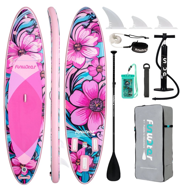 FunWater 335 cm ilmatäytteinen SUP-lauta aikuisten täydellinen setti säädettävä mela pumppu reppu