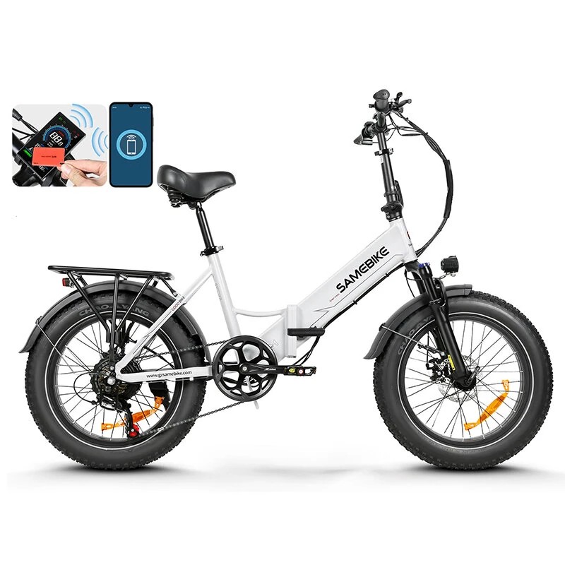 SAMEBIKE LOTDM200-II taitettava sähköpyörä tavaratelineellä 48V 13Ah 750W moottori 20-tuuma 80km avustustila