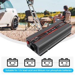 DATOUBOSS inverteri 1000/1500/1800W 12V-230V puhdas siniaalto LCD-näyttö autoihin ja rekkoihin