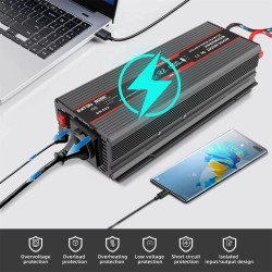 DATOUBOSS inverteri 1000/1500/1800W 12V-230V puhdas siniaalto LCD-näyttö autoihin ja rekkoihin