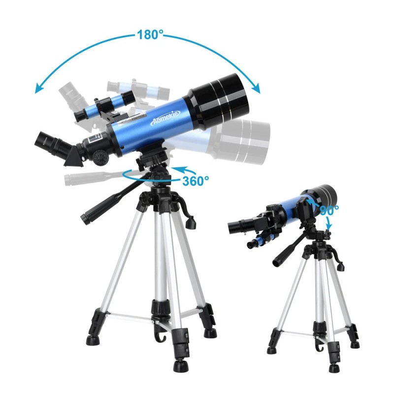 AOMEKIE tähtikaukoputki 70 mm 400 mm 120x refraktori alumiinijalusta älypuhelinsovitin kuunsuodin AO2017