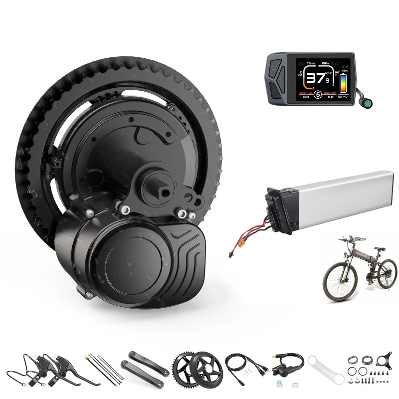 HANIWINNER HA177 06 48V 10Ah 480Wh akku ja TongSheng TSDZ2B 48V 500W keskimoottori EKD01 näyttö 42T