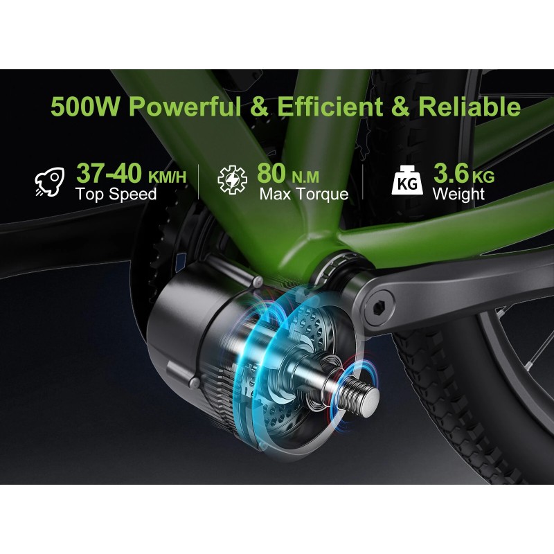 HANIWINNER HA177-06 48V 10Ah 480Wh akku ja TongSheng TSDZ2B 48V 500W keskimoottori EKD01 näyttö 42T