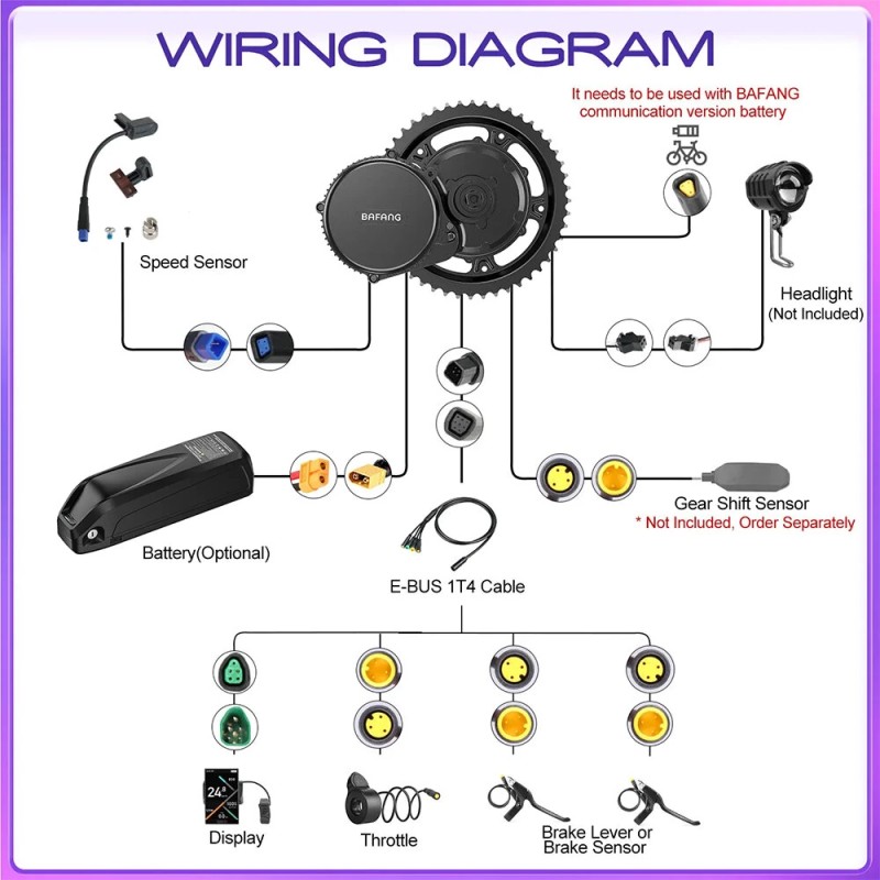 BAFANG G340 48V 750W keskimoottori DPC010 näyttö 42T ketjuratas HANIWINNER A397-01 48V 13Ah akku