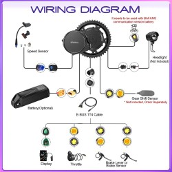 BAFANG MM-G340 48V 750W keskimoottori CAN-protokolla DPC010 näyttö 44T ketjupyörä HANIWINNER HA397-01 13Ah akku