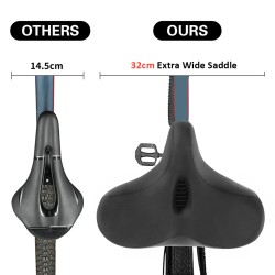 XANES leveä PU-nahkainen ylimitoitettu polkupyörän satula geelipehmusteella