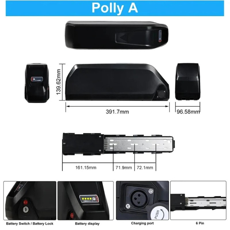 ChamRider Polly A 36V 31.5Ah alaputken akku 1134Wh vesitiivis 40A akunhallinta