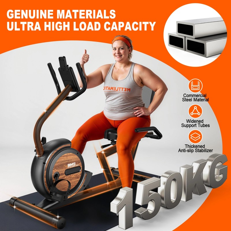 Bominfit BM5 magneettinen makuuasentoinen kuntopyörä ultrahiljainen 4kg:n vauhtipyörä 16 vastustasoa 150kg kantavuus