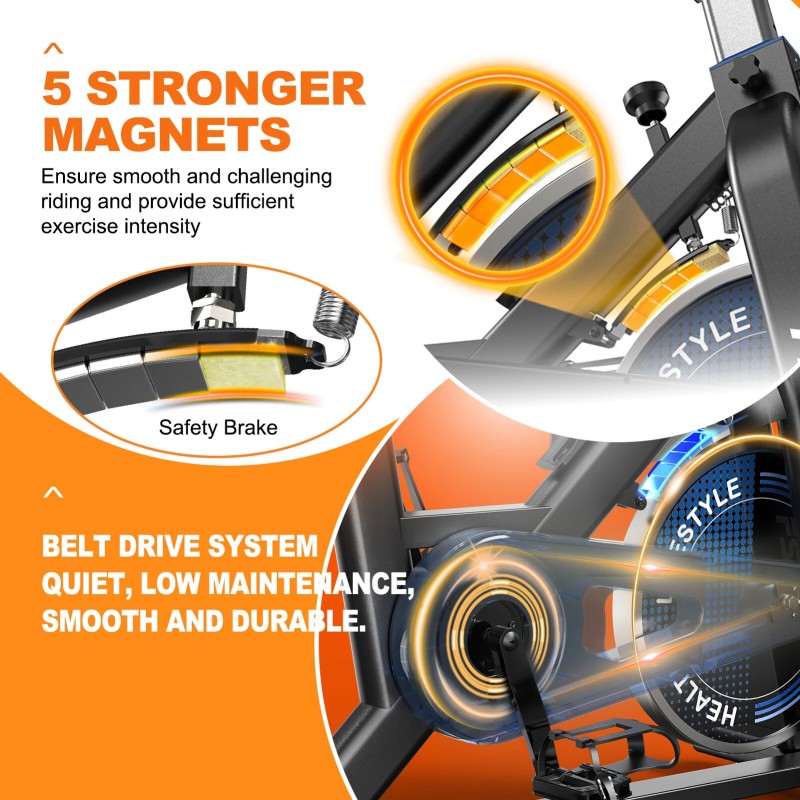 Bominfit FS50 magneettinen sisäpyörä 6 kg vauhtipyörä hiljainen sovellusyhteys led-näyttö sykeantureilla