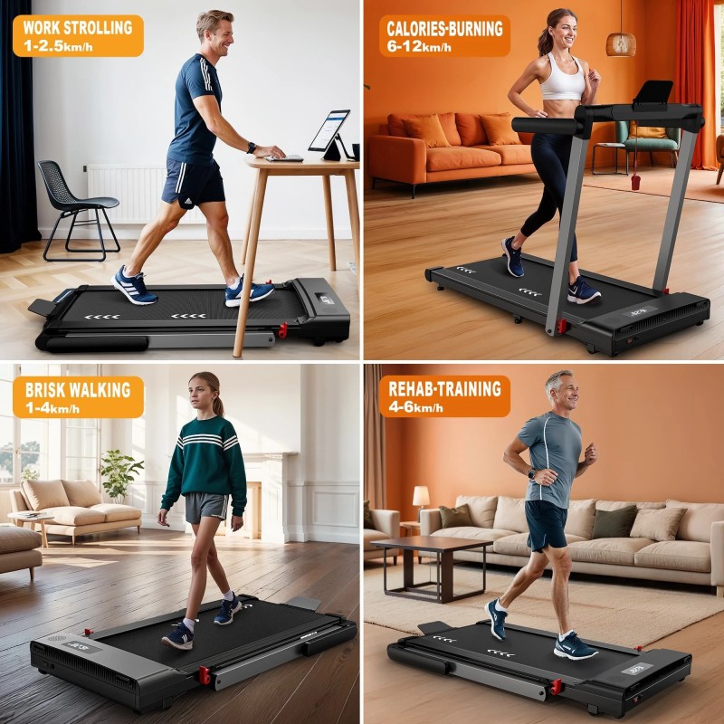 Bominfit FT50 nelitoiminen älykävelymatto 12 km/h 2,5 hv hiljainen taitettava LED-näytöt