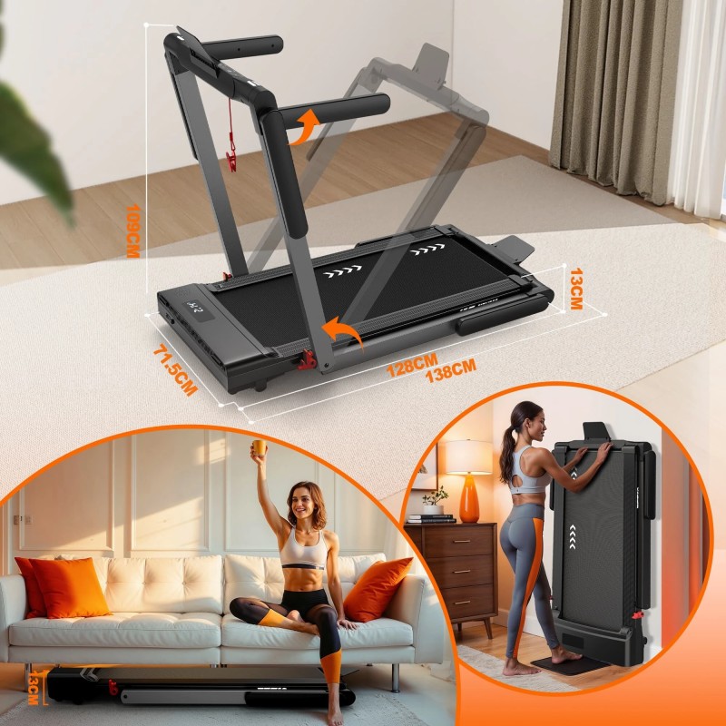 Bominfit FT50 nelitoiminen älykävelymatto 12 km/h 2,5 hv hiljainen taitettava LED-näytöt