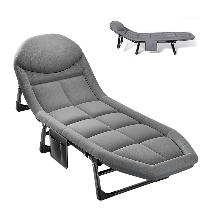 IPRee kannettava kokoontaitettava ulkokäyttöinen aurinkotuoli retkisänky patjalla tyynyllä 190x66x35cm