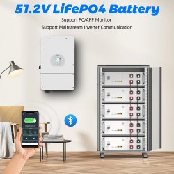 LiFePO4 51,2V 100/120/150Ah litiumakku akkunhallintajärjestelmällä bluetoothilla kotiin aurinkoenergian varastointi