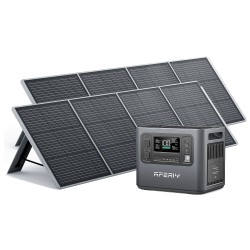 Aferiy P110-D 1200W 960Wh LiFePO4 kannettava varavirtalähde ja 2 S200A1 200W aurinkopaneelia UPS-toiminnolla EU-pistokkeella