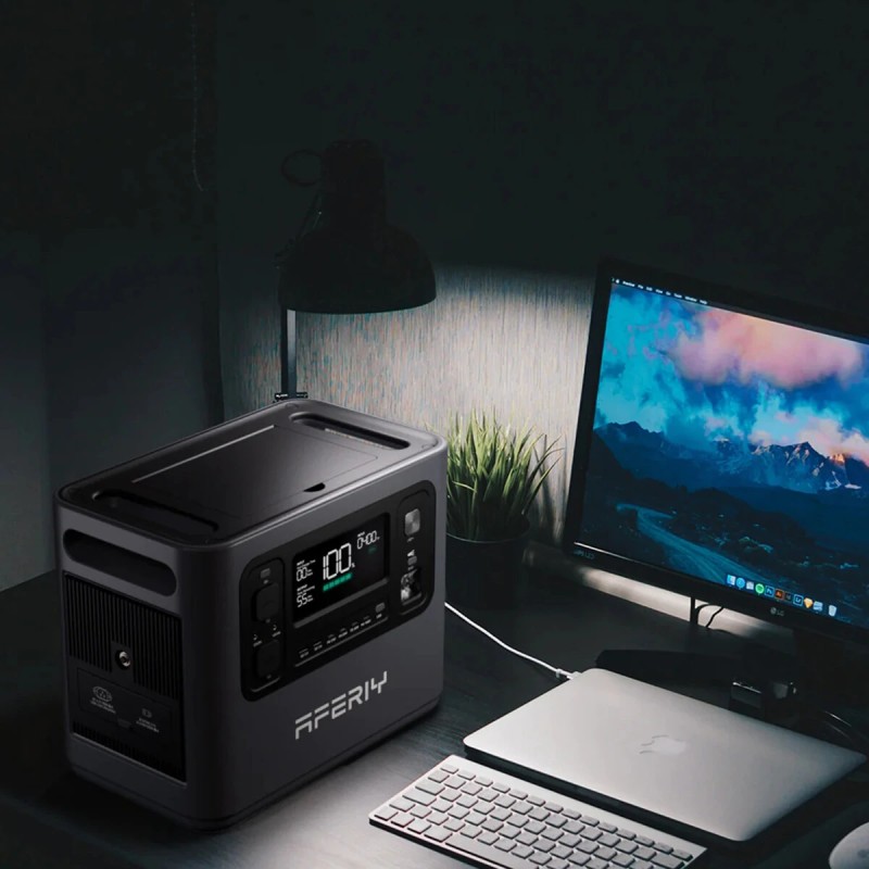 Aferiy P110-D 1200W 960Wh LiFePO4 kannettava varavirtalähde ja 2 S200A1 200W aurinkopaneelia UPS-toiminnolla EU-pistokkeella