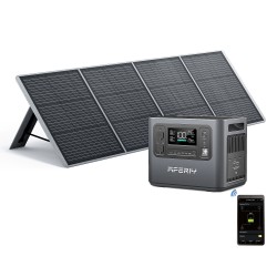 Aferiy P210 kannettava voimalaitos 2400W 2048Wh LiFePO4 tukisovelluksella ja S200A1 200W aurinkopaneelilla