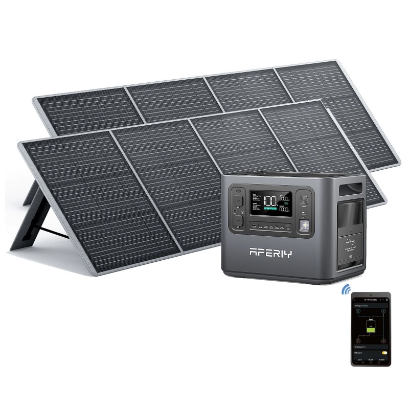 Aferiy P210 2400W 2048Wh kannettava voimalaitos sovellustuki kaksi S200A1 200W aurinkopaneelia