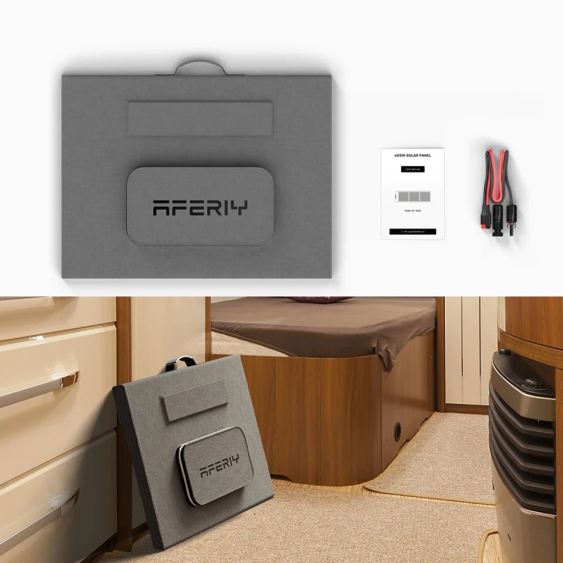 Aferiy P210 2400W 2048Wh LiFePO4 kannettava voimalaitos sovellustuella ja S400A1 400W aurinkopaneelilla