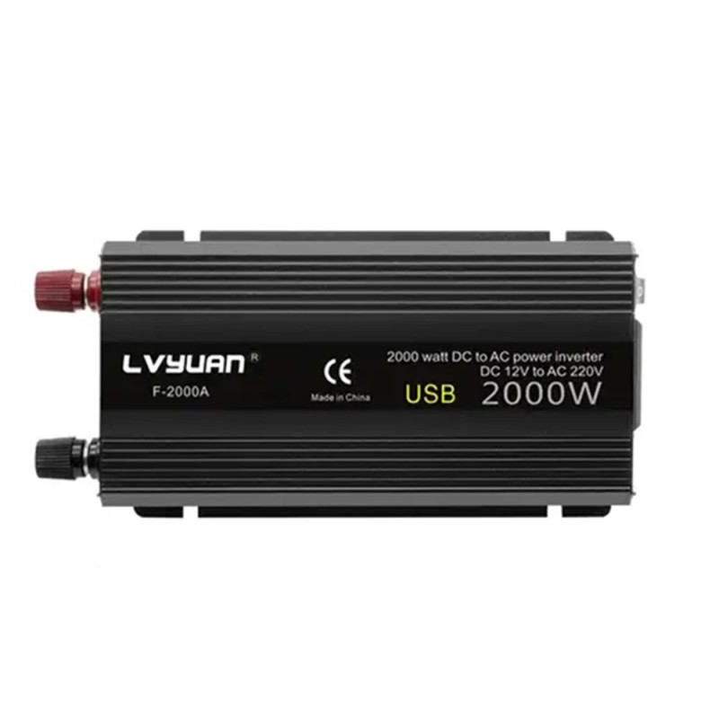 LVYUAN tasajännite 12V vaihtojännite 220V 800W invertteri 2000W huippu kannettava auton virtapankki EU-pistoke F-2000A