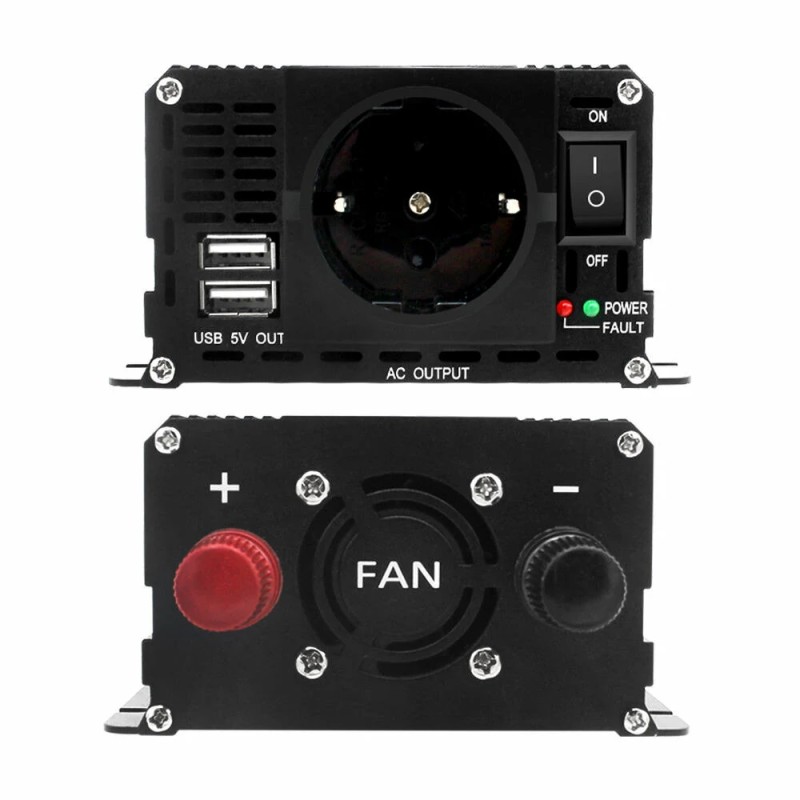 Lvyuan aurinkosähköinvertteri tasavirta 12V vaihtovirta 220V 500W (1500W huippu) kannettava EU-pistoke